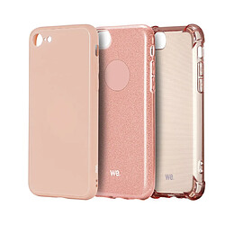 Avis WE Coque de protection GLASS APPLE IPHONE 7/8/SE 2020 Rose poudré: Effet vernis contour mat anti-chocs anti-rayures - rigide