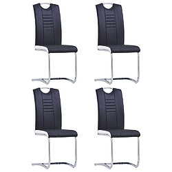 Maison Chic Lot de 4 Chaises à manger cantilever,Chaises de cuisine style scandinave - noir similicuir -MN95392