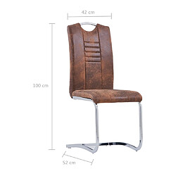 vidaXL Chaises à manger cantilever lot de 6 marron similicuir daim pas cher