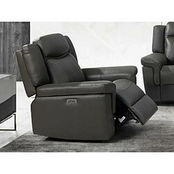 Vente-Unique Fauteuil relax électrique en cuir KENNETH - Taupe pas cher