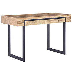 Beliani Bureau à double tiroirs 120 x 55 cm bois clair et noir VIDA