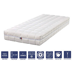 Literie Julien Matelas Mémoire de Forme + Alèse 90x200 x 20 cm Très Ferme - Déhoussable Housse Lavable - 7 Zones de Confort - Noyau Poli Lattex HR Dernière Génération - Très Respirant 