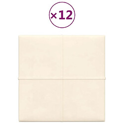 vidaXL Panneaux muraux 12 pcs Crème 30x30 cm Velours 1,08 m²