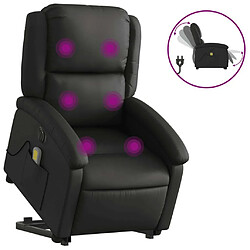 Maison Chic Fauteuil Relax pour salon, Fauteuil inclinable de massage électrique noir cuir véritable -GKD57130