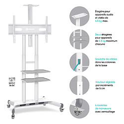 Acheter ONKRON Support TV sur Pied avec Roulettes pour 50" - 86" TVs, Support Ecran Mobile Poids de 90,9 kg, Pied TV Sur Roulette VESA 200x200 - 800x500/TV Chariot à Roulettes Hauteur Réglage TS1881-W Blanc