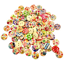 100x Vintage Rond Bois Boutons Assortis à Motifs Pour Coudre Bricolage Artisanat 15mm pas cher