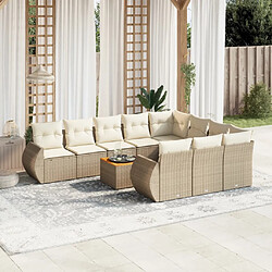 vidaXL Salon de jardin 11 pcs avec coussins beige résine tressée