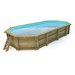 Habitat Et Jardin Piscine bois Palma - 7.57 x 4.07 x 1.31 m + Bâche à bulles 180 µ + Bâche hiver 280 gr/m²