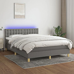 vidaXL Sommier à lattes de lit et matelas et LED Gris foncé 140x200 cm 