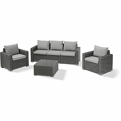 Allibert Salon de jardin résine imitation rotin tressé 5 personnes - Gris