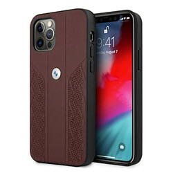 etui bmw bmhcp12mrsppr iphone 12/12 pro 6,1" czerwony/rouge coque dur cuir curve perforate 