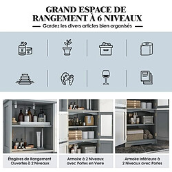 Acheter Helloshop26 Meuble de salle de bain à 4 portes 2 compartiments ouverts colonne salle de bain armoire haute avec étagères réglables pour salon cuisine 60 x 30 x 163 cm gris 20_0008873