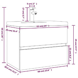 vidaXL Meuble lavabo avec bassin intégré Chêne fumé Bois d'ingénierie pas cher