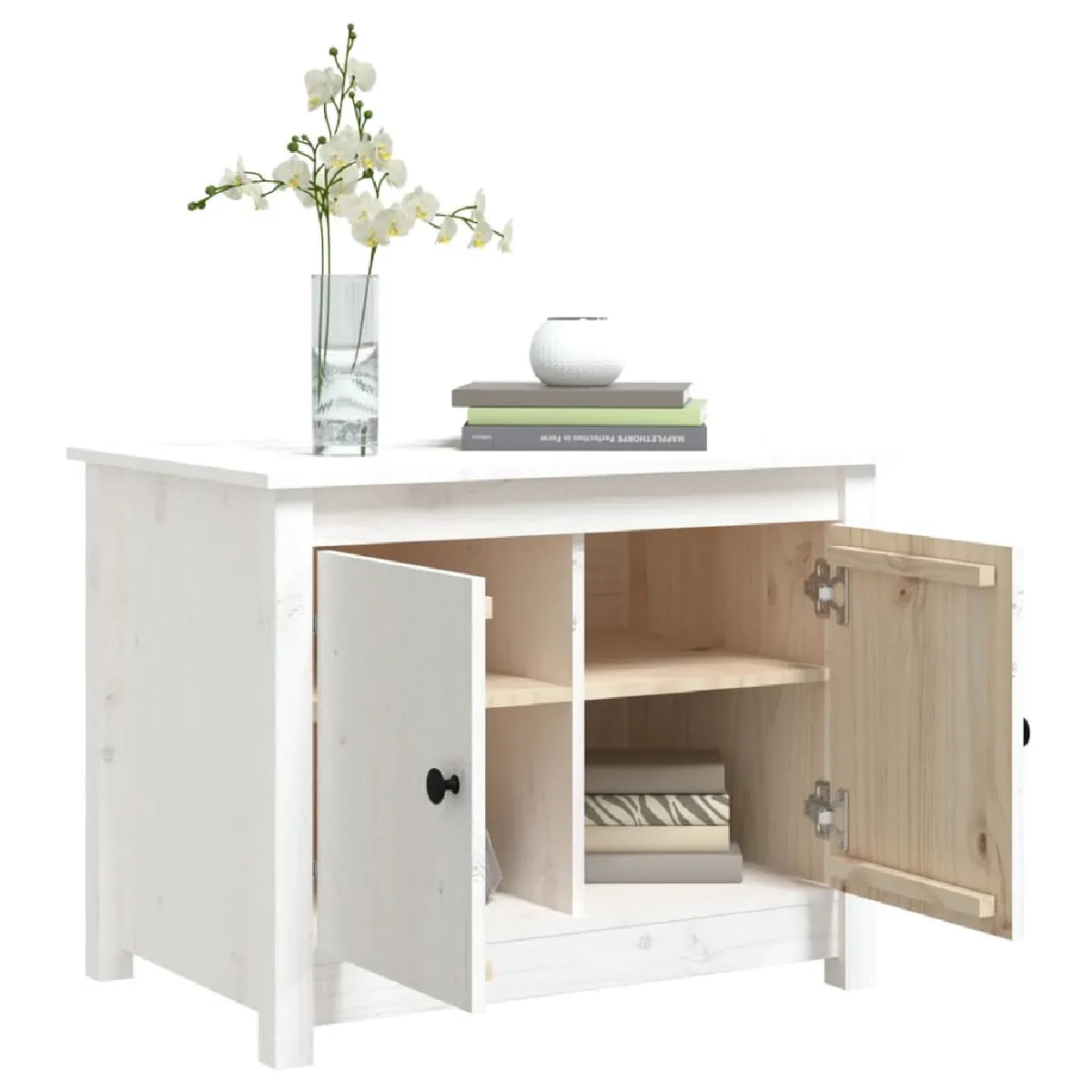 Maison Chic Table basse,Table Console Table d'appoint, Table pour salon Blanc 71x49x55 cm Bois massif de pin -MN21608 pas cher