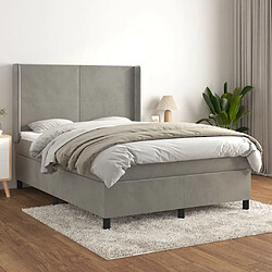 vidaXL Sommier à lattes de lit et matelas Gris clair 140x190cm Velours 