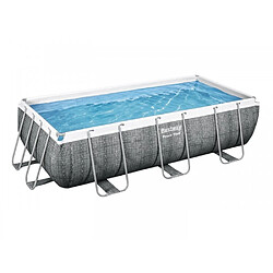 Bestway Piscine tubulaire rectangle power steel 4.04 x 2.01 x h.1.00 m - motif rotin gris