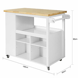 SoBuy FKW97-WN Desserte sur roulettes Meuble de Rangement Cuisine en Bois