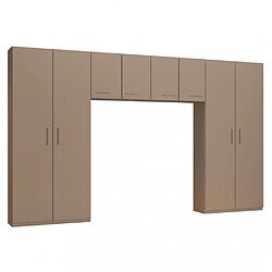 Inside 75 Ensemble de rangement pont 4 portes taupe mat largeur 370 cm