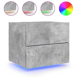 Maison Chic Lot de 2 Tables de chevet,Table de nuit,Table d'appoint pour salon murales avec lumières LED - gris béton -MN21481 pas cher