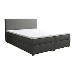 Vente-Unique Ensemble complet boxspring tête de lit + sommier + matelas + surmatelas - 160 x 200 cm - Tissu - Anthracite - ONAN de YSMÉE