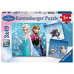 Ravensburger Disney Frozen Winter Adventures Puzzle Box 3 x 49 piAces Puzzles pour enfants A chaque piAce est unique, les piAces semboAtent parfaitement