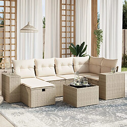 Maison Chic Salon de jardin avec coussins 7 pcs, Ensemble Tables et chaises de jardin, beige résine tressée -GKD226550