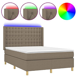 Maison Chic Lit adulte- Lit + matelas + LED,Sommier à lattes de lit matelas et LED Taupe 140x190 cm Tissu -GKD68623