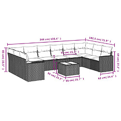 Avis vidaXL Salon de jardin 11 pcs avec coussins noir résine tressée