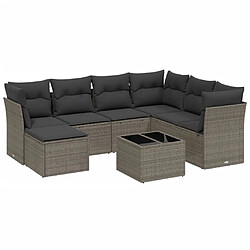 vidaXL Salon de jardin 8 pcs avec coussins gris clair résine tressée