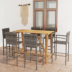 Maison Chic Table de bar et chaises d'extérieur 7 pcs,Ensemble de bar de jardin pour relax Gris -GKD503783