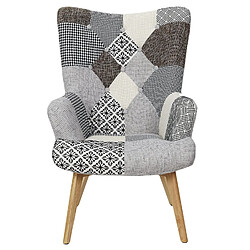 The Home Deco Factory Fauteuil de salon design patchwork Helsinki - Gris