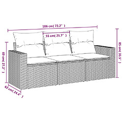 Avis vidaXL Salon de jardin avec coussins 3 pcs beige résine tressée