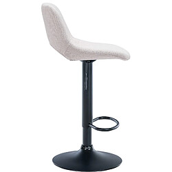 Decoshop26 Tabourets de bar chaises haute x2 avec repose-pieds en tissu crème piètement métallique noir 10_0004096 pas cher