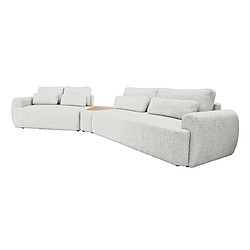 Bestmobilier Mahina - canapé d'angle gauche - 5 places avec bout de canapé - convertible avec coffre - en tissu bouclette Mahina - canapé d'angle gauche - 5 places avec bout de canapé - convertible avec coffre - en tissu bouclette - Gris clair