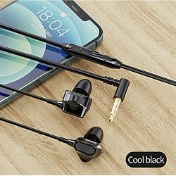 3.5Mm Écouteur 90 Degrés Volume Fil Contrôle In-Ear Subwoofer Musique Gaming Écouteurs Noir pas cher