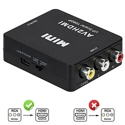 Universal (Noir) Adaptateur HDMI à AV Mini Converter Cable CVBS RCA 1080p Composite Video Audio 