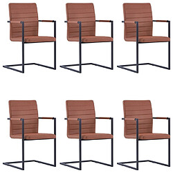 vidaXL Chaises à manger cantilever lot de 6 marron similicuir