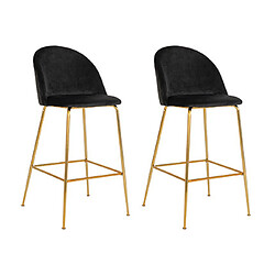 Mes Lot de 2 chaises de bar 60x55x108 en velours noir et laiton 