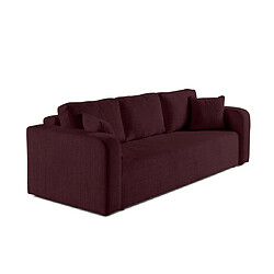 Bestmobilier Miro - canapé droit 3 places - convertible avec coffre - en velours texturé Miro - canapé droit 3 places - convertible avec coffre - en velours texturé - Prune