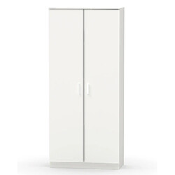 Pegane Armoire / meuble de rangement coloris blanc - Hauteur 180 x Longueur 80 x Profondeur 35 cm 