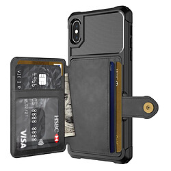 Avis Etui en PU revêtu d'une feuille intégrée noir pour votre Apple iPhone XS 5.8 inch