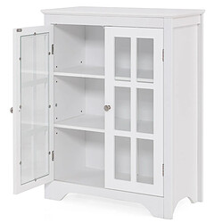 Helloshop26 Armoire autoportante meuble de rangement autoportant 2 portes en verre etagères réglables organisateur de rangement moderne blanc 20_0007687 