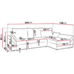 Avis Palozi Sofa Canapé d'angle convertible avec coffre Vaugirard 2 en velours côtelé - 3 places - Gris