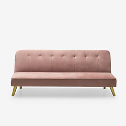 Acheter Modus Sofà Canapé convertible clic clac 2 places design moderne tissu velours Pulchra | Couleur: Rose