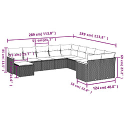 Acheter vidaXL Salon de jardin 11 pcs avec coussins beige résine tressée