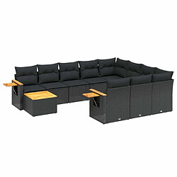 Maison Chic Salon de jardin 11 pcs avec coussins, Ensemble Tables et chaises d'extérieur noir résine tressée -GKD840536