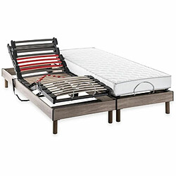 DEKO DREAM Ensemble matelas + sommier relaxation électrique 2 x 80 x 200 cm - Matelas mousse