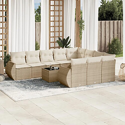 Maison Chic Salon de jardin 11 pcs avec coussins | Ensemble de Table et chaises | Mobilier d'Extérieur beige résine tressée -GKD52725