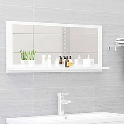 Maison Chic Miroir moderne de salle de bain,Décoration Miroir mural Bain Blanc brillant 90x10,5x37 cm Aggloméré -MN91787