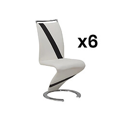 Vente-Unique Lot de 6 chaises TWIZY - Simili blanc & noir